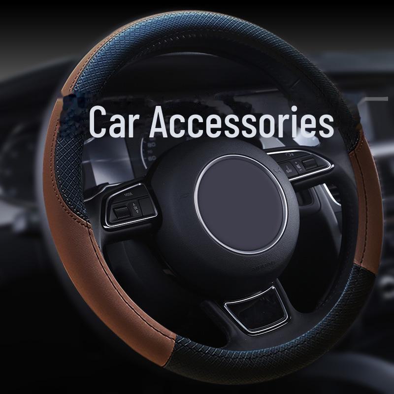 Чехол на руль из тисненой кожи с белым клеем и внутренним кольцом: Экологичный, защитный, стильный дизайн