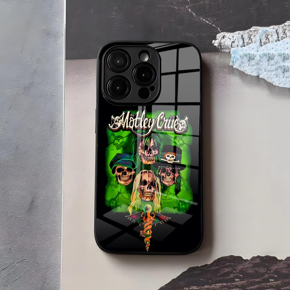 M-MotleyS Rock C-CrueS Phone Case For IPhone 17 Air 16 E Pro Max 15 14 13 Mini 12 Pro 11 Max Plus Black Glass Cover