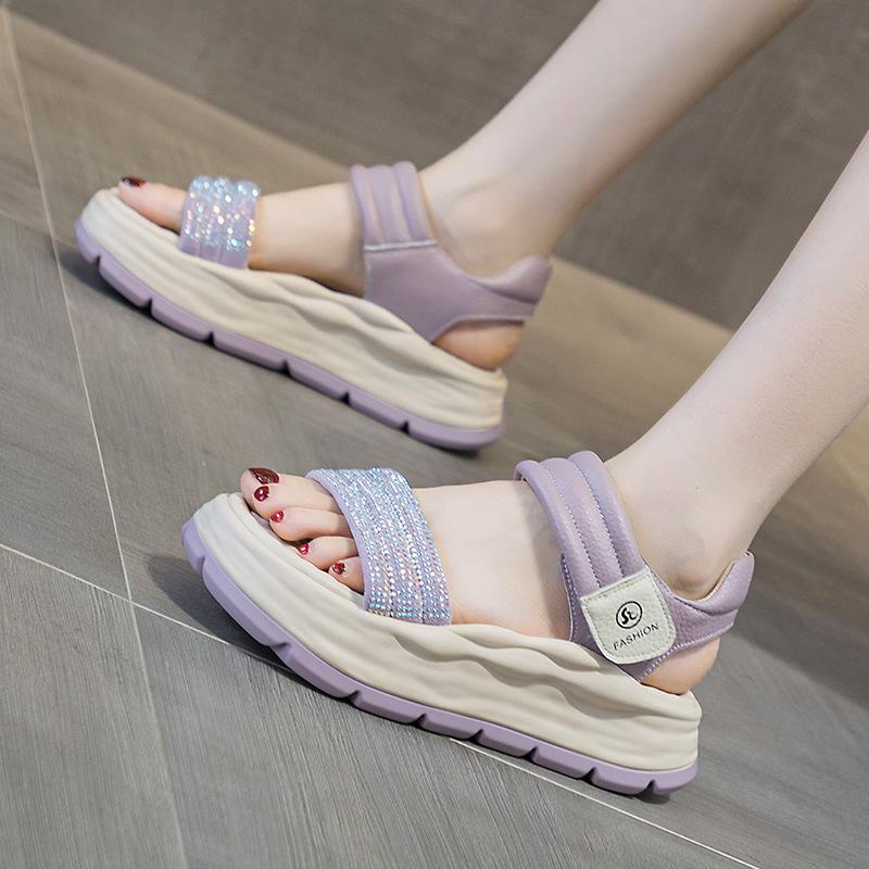 Thick-soled Heightening Sandals for Women's Xiaobai 2025 New Summer Breathable and Versatile Leisure Sports Popular Beach Sandals