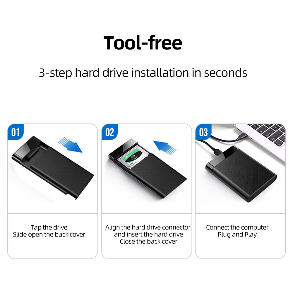 2,5-дюймовый корпус для жесткого диска SATA - USB3.0, корпус для жесткого диска 5 Гбит/с 8 ТБ, корпус для жесткого диска SSD USB 3.0 - SATA, коробка для жесткого диска для ноутбука, настольного ПК