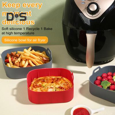 Силиконовые вкладыши для противней с ручками для аэрофритюрницы Пищевой силиконовый вкладыш для духовки Антипригарное покрытие Многоразовые аксессуары для аэрофритюрниц объемом 4–6 кварт