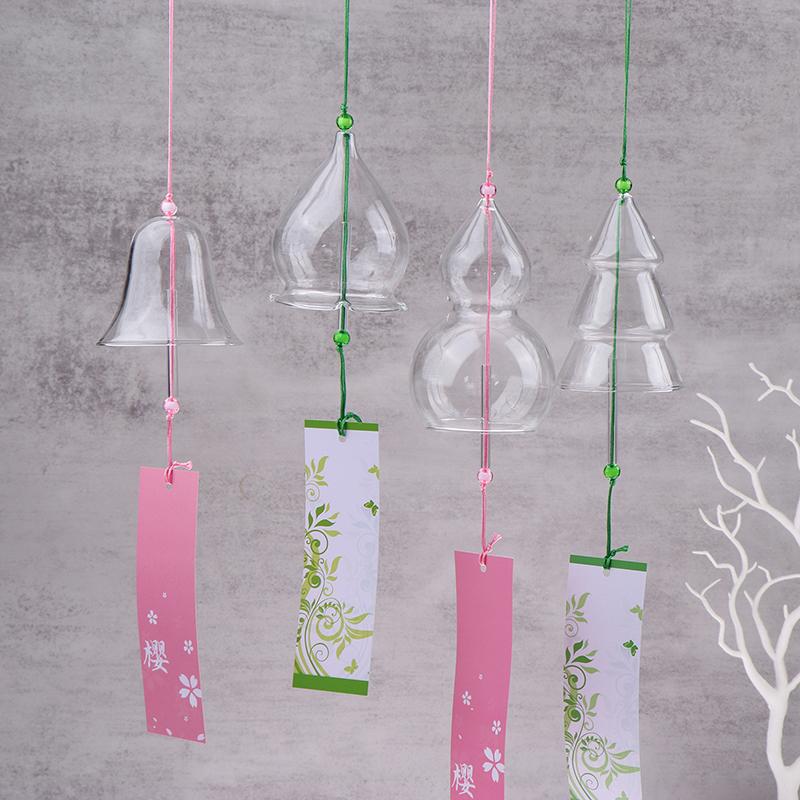 Прозрачные стеклянные колокольчики для окон, подвесные колокольчики для сада, садовые колокольчики, японский декор для комнаты, поделки своими руками