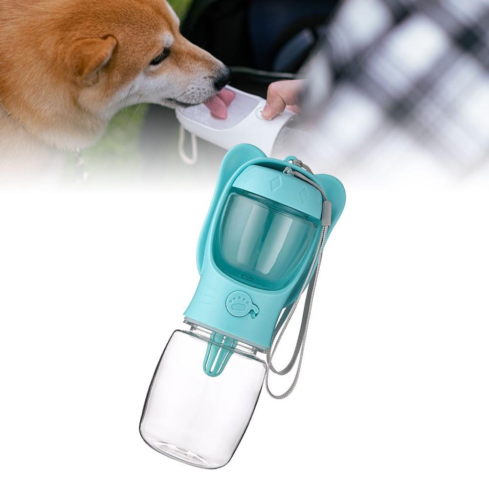 Transparent Dog Travel Water Bottle Dual Storage Cat Outdoor Feeder Small Medium Pets