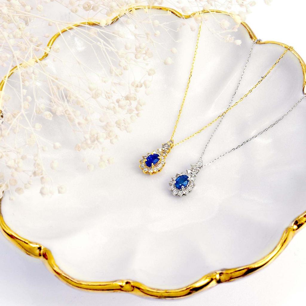 Necklace Sapphire Diamond PT900 Platinum [Lara Christie] Women's 0.2ct 0.17ct Lp56-0019-pt