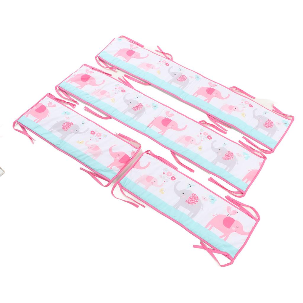 Комплект мягкой защитной подкладки для детской кроватки с милым принтом и дышащими однотонными полосками для мальчиков