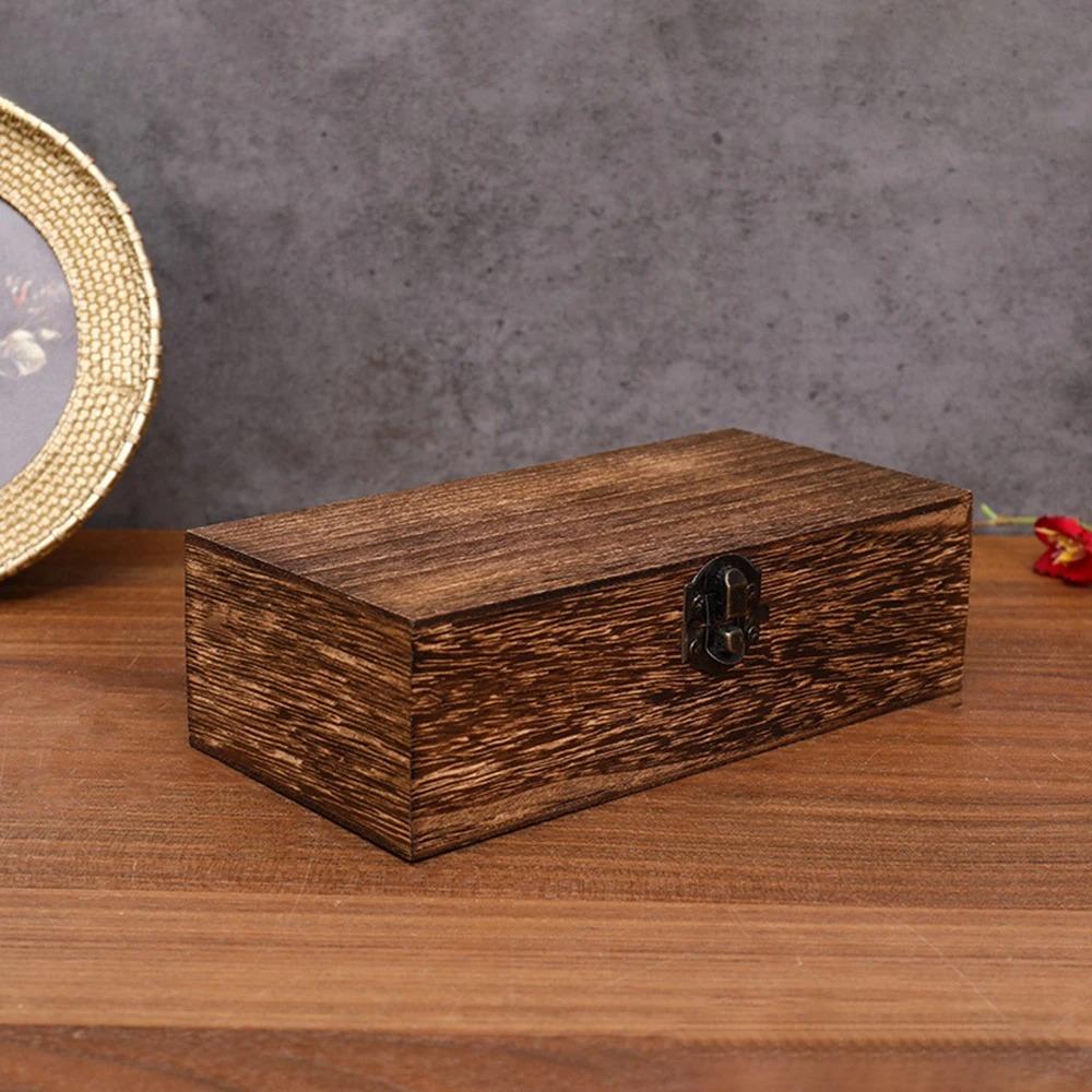 1pc Wooden Gift Box Rectangular Wooden Box - Colored Storage Box Wooden Gift Packaging Box Organizer Box Storage Box Storage Box