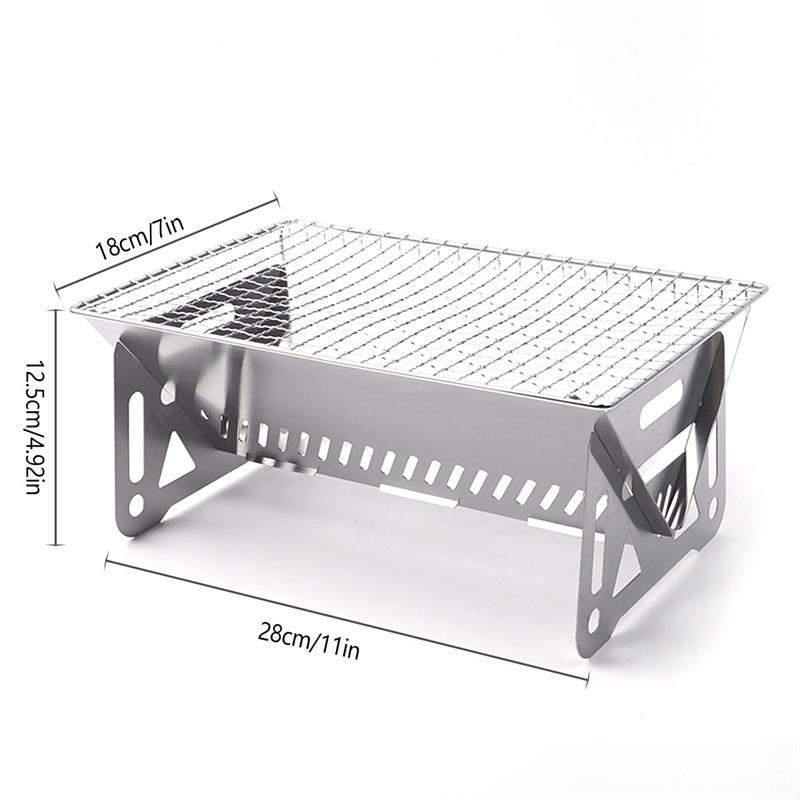 Складная уличная мини-печь из нержавеющей стали, 1 шт., портативная складная угольная плита, стропила, гриль-барбекю