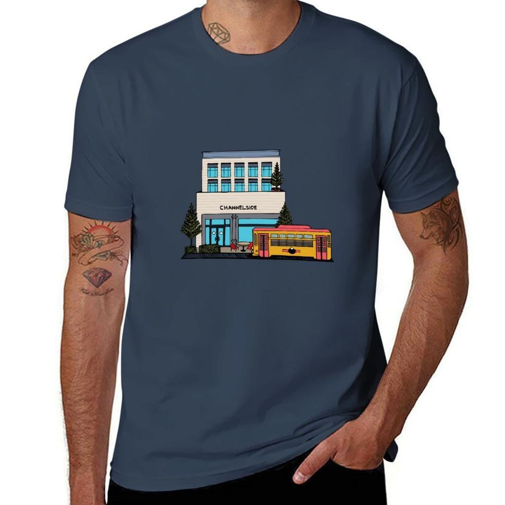 Trolley Passing Through Channelside In Tampa Tshirt Work Comfort Tshirt For Unisex