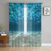 Deep Clear Sea Nature Tulle Curtains for Living Room Print Sheer Voile Curtain Bedroom Window Screening Drapes Blinds Home Decor