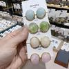 Vintage Smudge Resin Wide-face Oval Earring for Women Versatile Design C-shaped Stud Earrings High-end Jewelry Anniversary Gift