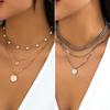 Thin Chain Multi-layer Necklace Set Female, Simple Imitation Pearl Geometric Disc, Sweet and Cold Style Item