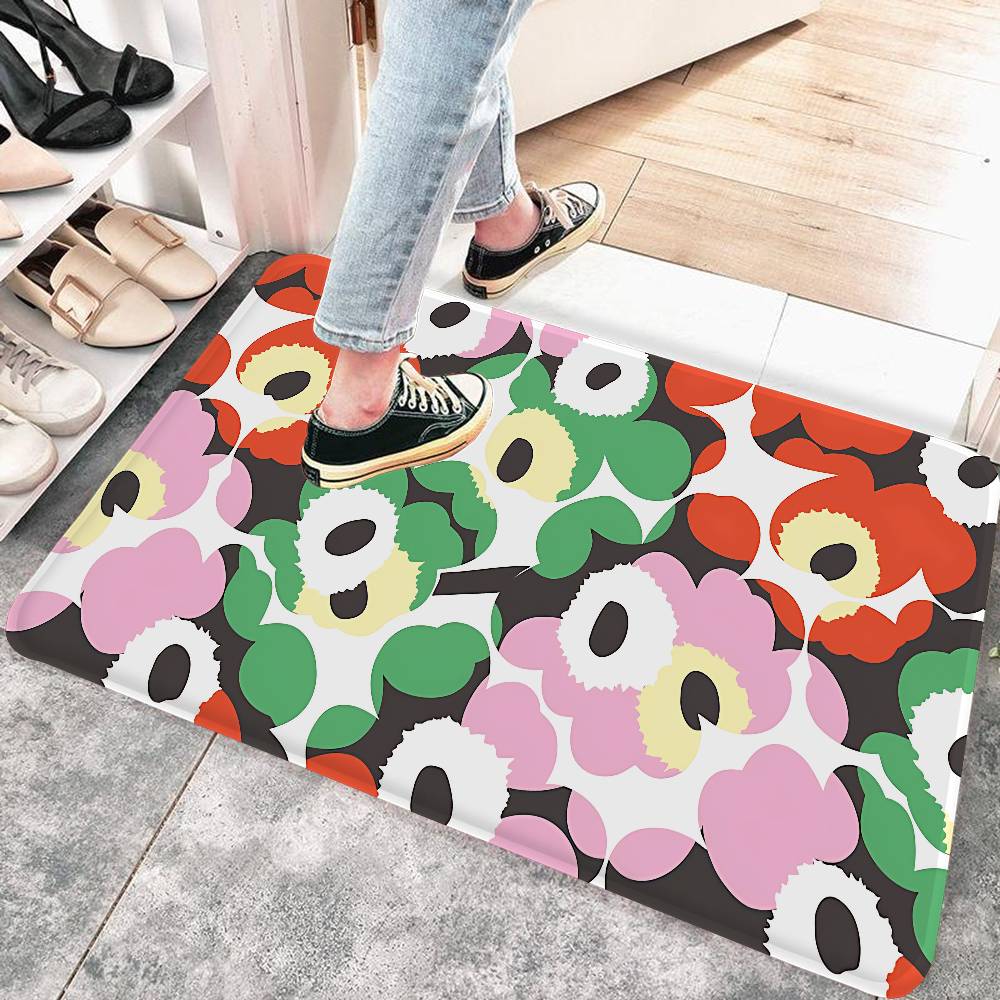 M-Marimekko-U-Unikko Цветы Коврики для Комнаты Противоскользящие Впитывающие Воду Длинная Полоса Подушка Коврик для Спальни Приветственный Коврик