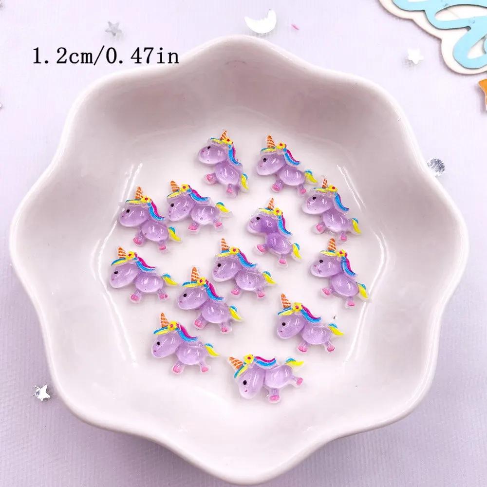 50pcs Resin Colorful 3D Unicorn Figurines Nail Art Flatback Rhinestone Scrapbook DIY Wedding Applique Jewelry Accessories Crafts