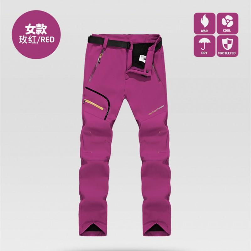 Men Women Outdoor Hiking Pants Windproof Waterproof Fleece Lined Snow Skiing