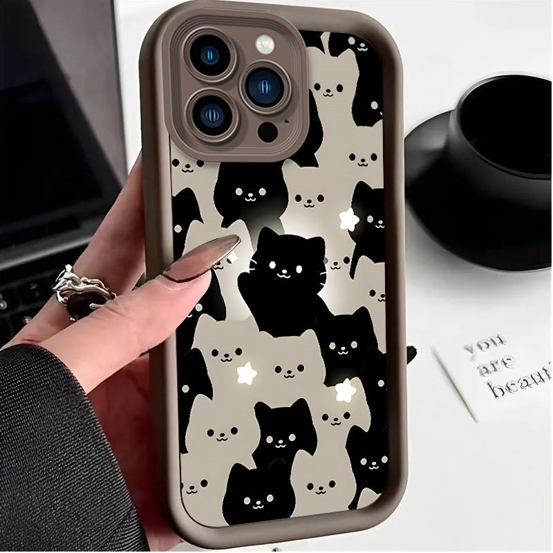 Милый мультяшный кот напечатанный модный чехол гибкий мягкий силиконовый чехол TPU полная задняя крышка для iPhone Samsung