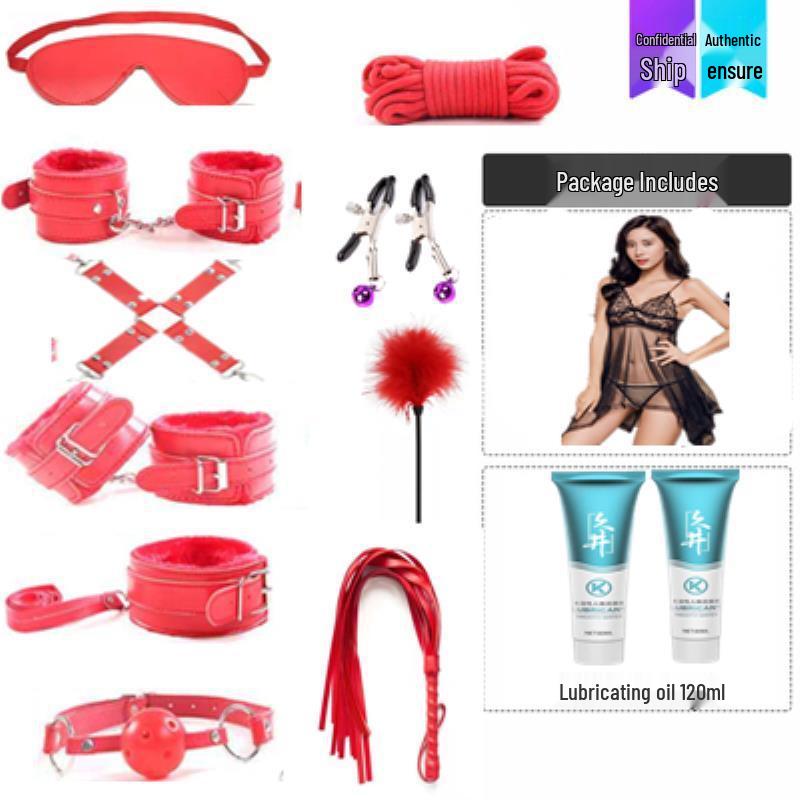 Кокетливый бондажный набор: Кожаные наручники, кнут, ошейник и зажимы для сосков