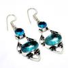 Swissblue Topaz Gemstone 925 Silver Plated Handmade Jewelry Earring 1.89"