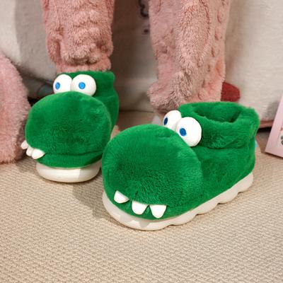 Зимняя теплая обувь Женская Мужская Домашние пушистые тапочки Милый мультяшный крокодил Толстая подошва Мягкий плюш Пары Домашняя обувь для пола Снежные ботинки
