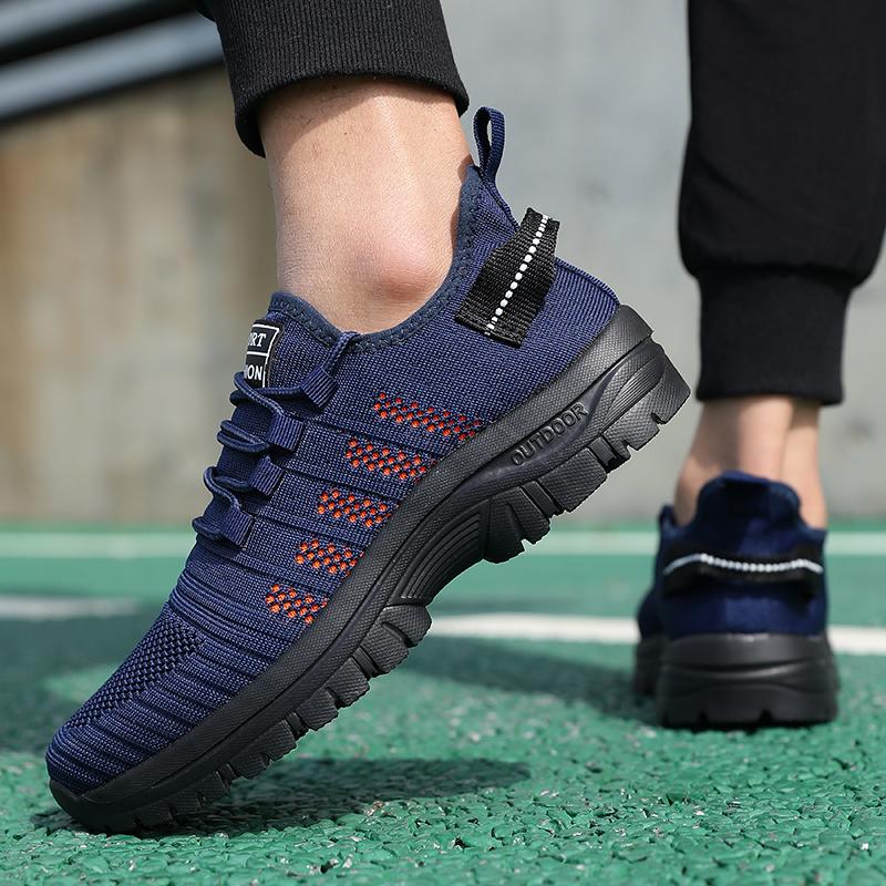 Trendy Men'S Outdoor Running Sneakers Breathable Non-Slip Comfortable Walking Casual Shoes New Male Footwear Lace Up Flat Shoes