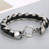 Punk Rock Skull Skeleton Wrist Bracelet Men Black Leather & Stainless Steel Cuff Bracelets for Men Goth Bikers Jewellery Items