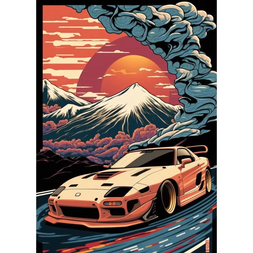 80s Retro Car Japanese Landscape Poster GTR Luxury Cars Canvas Painting HD Print Wall Art Picture Living Room Bedroom Decor