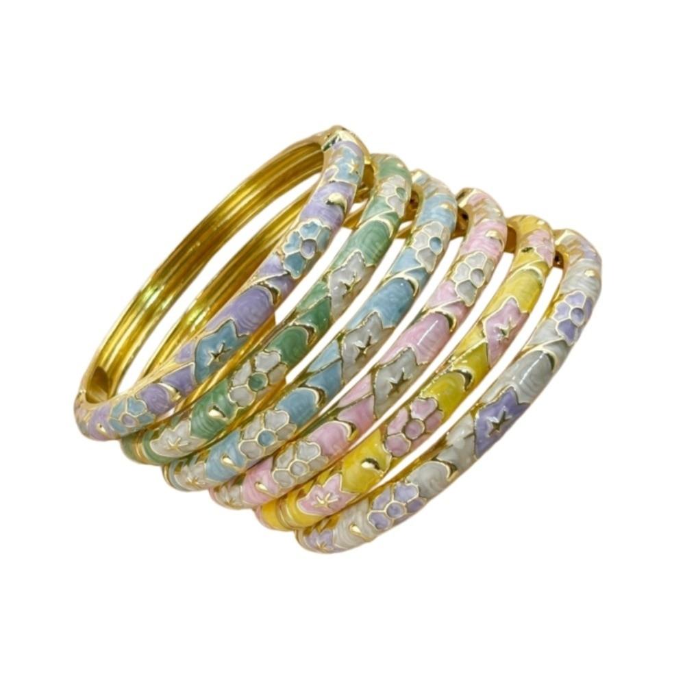 Colorful Vintage Cloisonne Bangle Enamel Women's Hand Bracelet Flower Bangle Jewelry Gifts