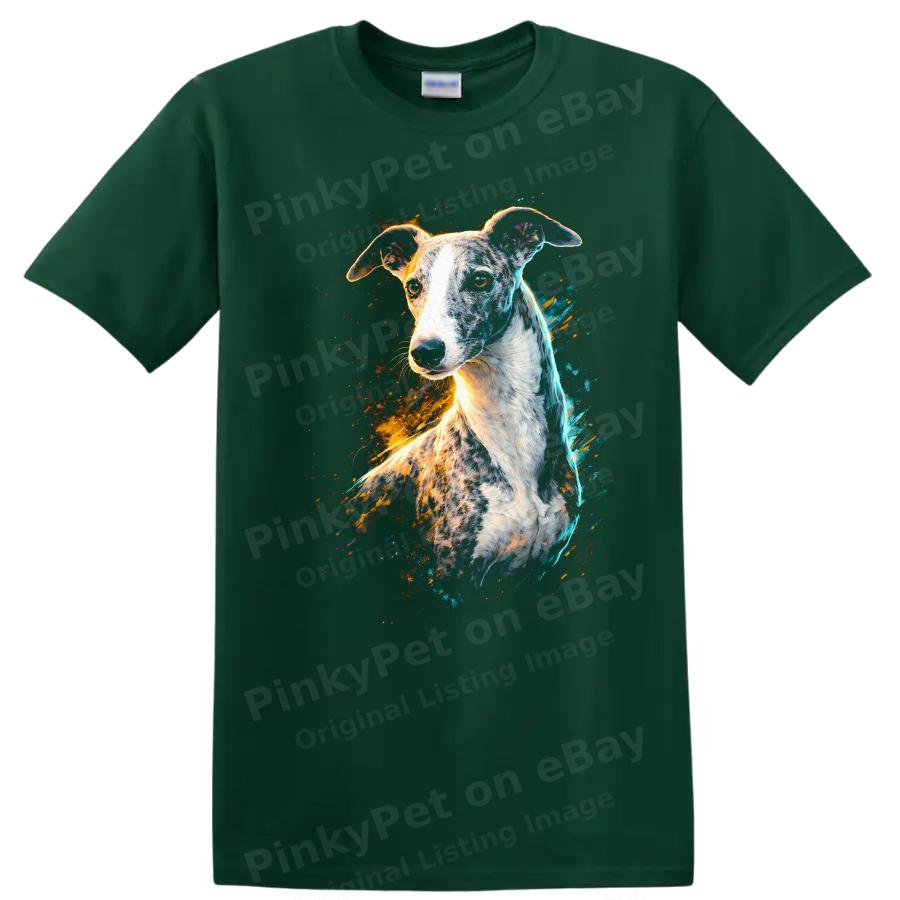Dog Portrait T Shirt Graphic Animal Art Colorful Whippet Style Tee