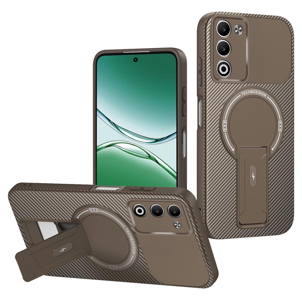 Для Oppo A5 5G Чехол Текстура углеродного волокна PC+TPU Чехол для телефона с подставкой