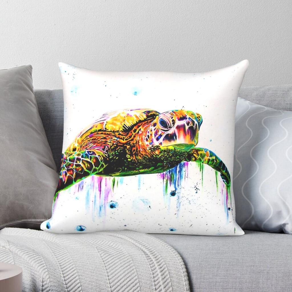 Sea Turtle Tortoise Square Pillowcase Polyester Linen Velvet Pattern Zip Decorative Throw Pillow Case Car Cushion Cover