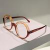 Chinese Style Retro Floral Print Anti Blue Light Eyeglasses Men Women Fashion Large Round Frame Leopard Eyeglasses