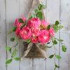 Rose Flowers Door Hangers Baskets Wreath Spring Wreath for Front Door Welcome Sign Spring Front Door Decorations