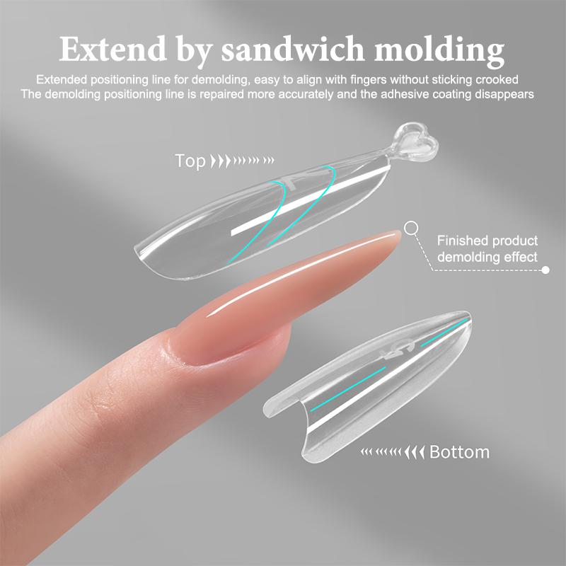 Двойные формы для наращивания ногтей (Sandwich Dual Nail Forms) 60 шт., 15 размеров, для быстрого наращивания - Двойные формы, Т-образные, Эллипс, Формы для маникюра, Верхняя форма, Нижняя форма, 3D
