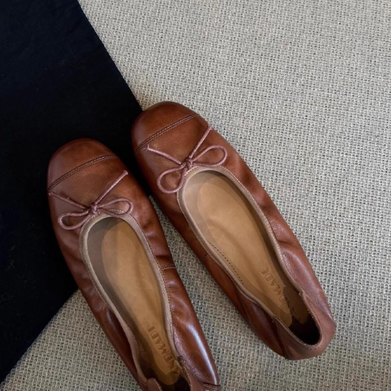 2025 autumn new evening breeze bow soft-soled ballet shoes round head temperament comfortable shallow mouth single shoes with skirt