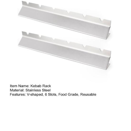 2 шт. Держатель для шампуров V-образной формы с 6 прорезями, из пищевой нержавеющей стали, многофункциональная утварь, многоразовые шампуры для барбекю, гриля, кебабов