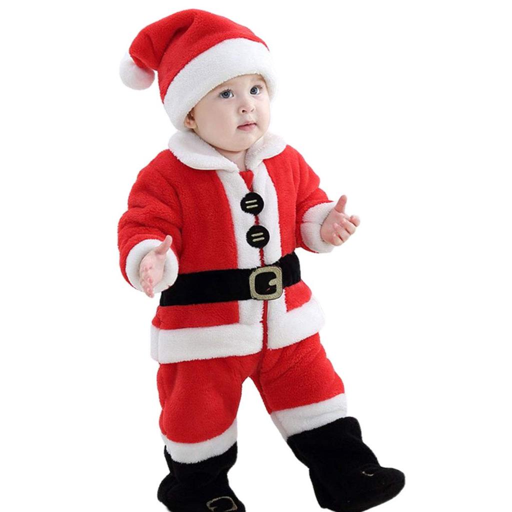 [monoii] Santa Cosplay Baby Kigurumi Santa Costume, Fluffy Christmas Outfit for Boys, Santa Claus Costume, D555