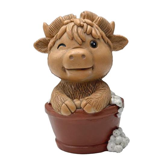 Статуэтка из смолы «Хайлендский скот», держащая рулон туалетной бумаги, для ванной, украшение для дома, офиса, десктопа