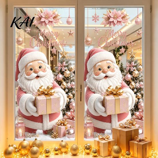 Decorative Stickers for Store Christmas Window Clings, Cute Snowman Santa Penguin Reindeer Durable Sunproof Glass Decal Glass, Reusable Holiday Static