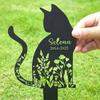 Custom Metal Cat Memorial Stakes with Floral Design, Suitable for Cat Garden/Outdoor Yard Art Metal Decorations with Kitty Names
