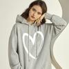 Sweatshirt Women's Heart-print Plush Top For Loose Casual Sports Hooded Pullover