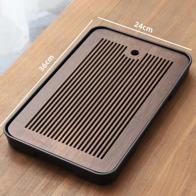 Портативный бамбуковый поднос для чая, чайный сервиз в стиле кунг-фу, поднос с сетчатым диском, бытовой дренажный поднос для хранения чая, быстрый дренаж, двойное использование для сухого и влажного использования