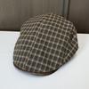 Vintage plaid leather along the forward hat spring and summer thin literary and art newspaper children's hat women show face small cap