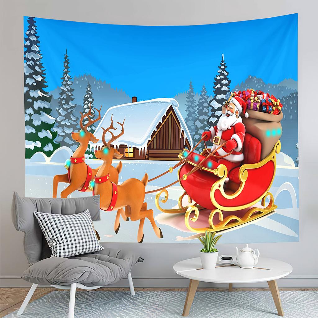 С Рождеством Санта-Клаус печатный узор гобелен для дома, гостиной, спальни, настенное украшение, настенный гобелен