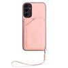 For Samsung Galaxy A55 5G Case Card Holder Kickstand Skin-Touch Phone Cover with Wrist Strap