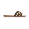 Hamiga Khaki Mules with Engraved Sole for Women