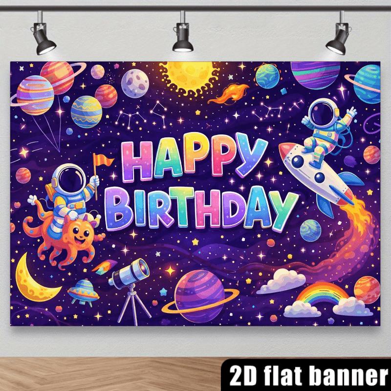 2D fun space themed background fabric, perfect for indoor birthday celebrations and studio photography