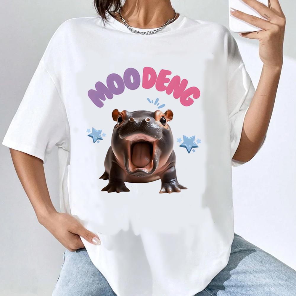 Moo Deng top tees teen Trendy hip hop Pop Culture kawaii tshirt Retro Grunge Vintage hip hop Comfortable Y2k