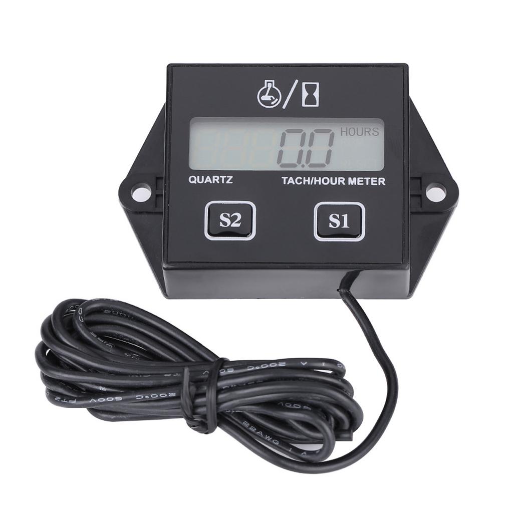 LCD Digital Tachometer Tach/Hour Meter Gauge RPM Tester for 2/4 Stroke Gas Engine Motorcycle RPM Hour Gauge Tach Hour Gauge