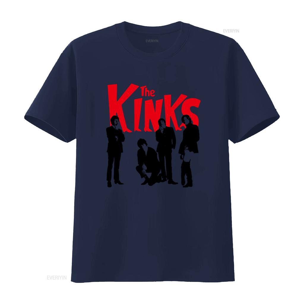 The Kinks Band Print T Shirt Rock Music Fans Casual vintage Washed Unisex Slightly Stretched Versatile homme Stylish