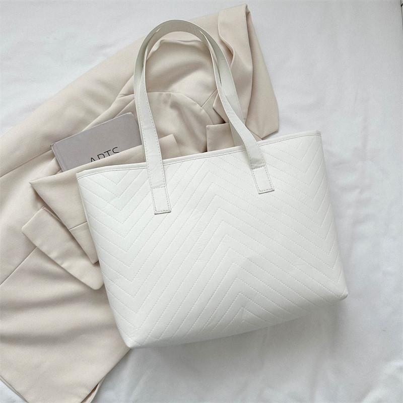 Trendy Simple Design Pu Tote Bag For Women Spacious Everyday Shoulder Bag