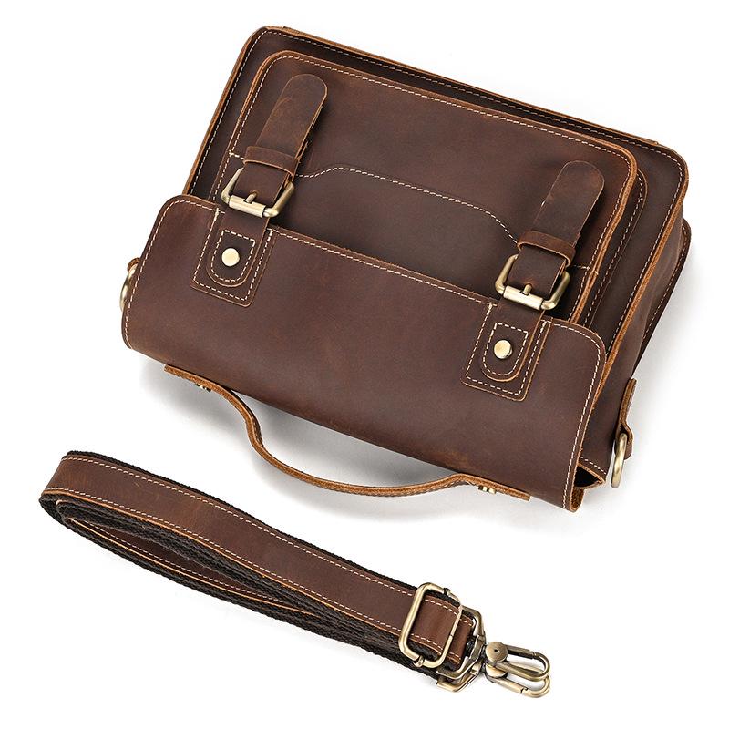 Мужская сумка-мессенджер из натуральной кожи Crazy Horse - стильная сумка через плечо для iPad